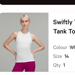 Women's Lululemon Swiftly White Sleeveless Top